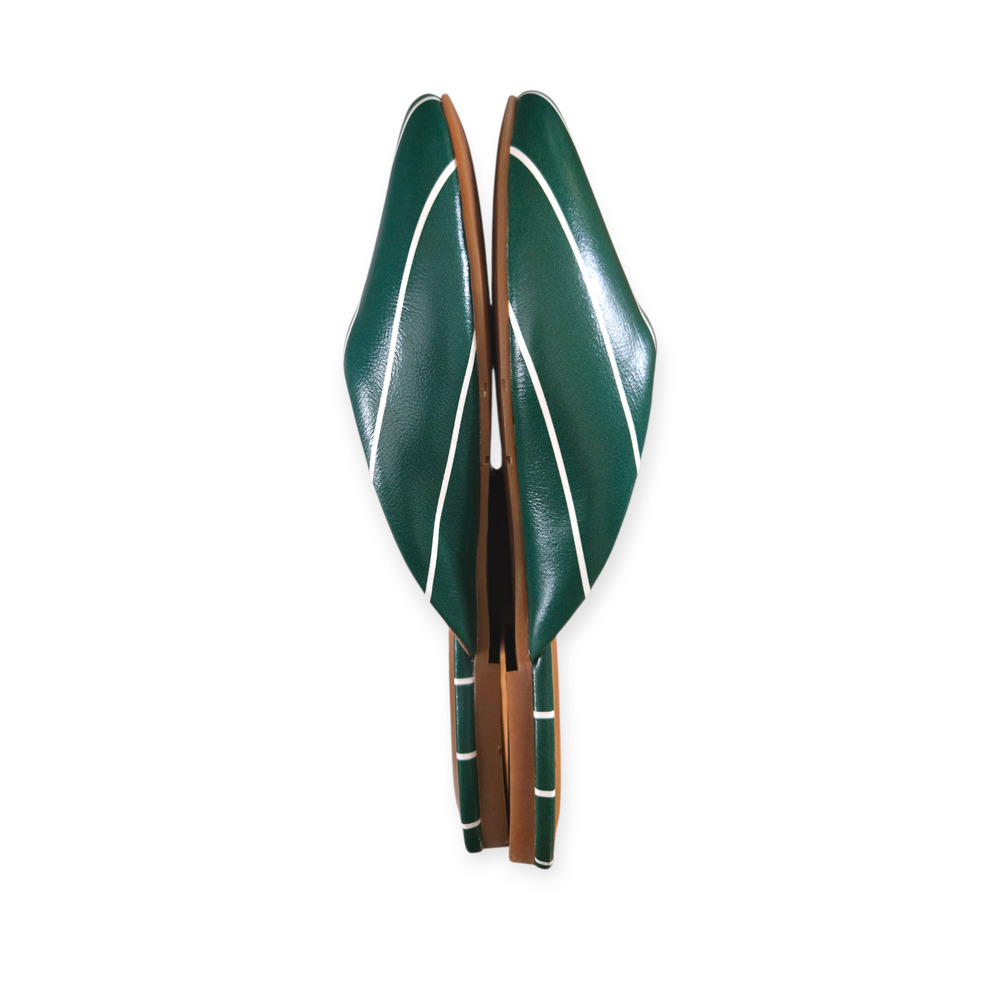Charlotte Stone Prim Ivy Green White Striped Ballet Slide Flats Size 7‎ - Picture 6 of 9